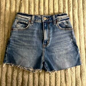 Blue distressed shorts